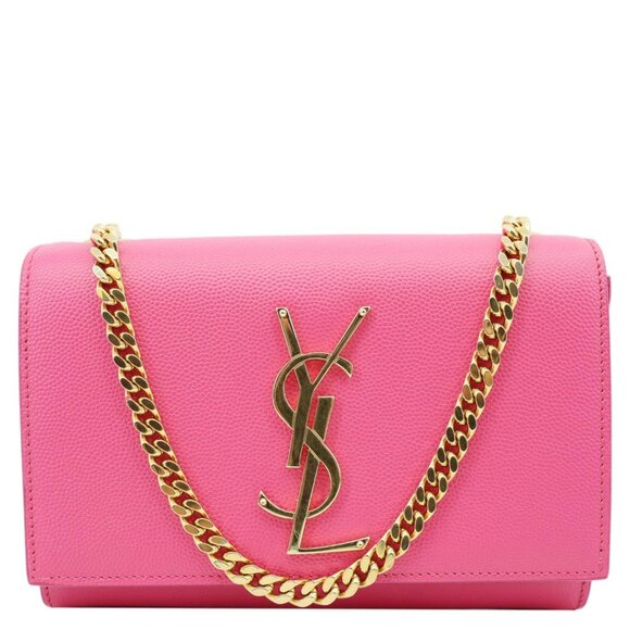 Yves Saint Laurent  Kate Small Pebbled Leather Chain Crossbody Bag Pink - Picture 1 of 14